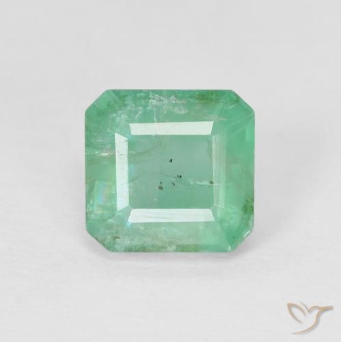 1.33ct Натуральный Светло-зеленый Изумруд, Изумрудная огранка, SI