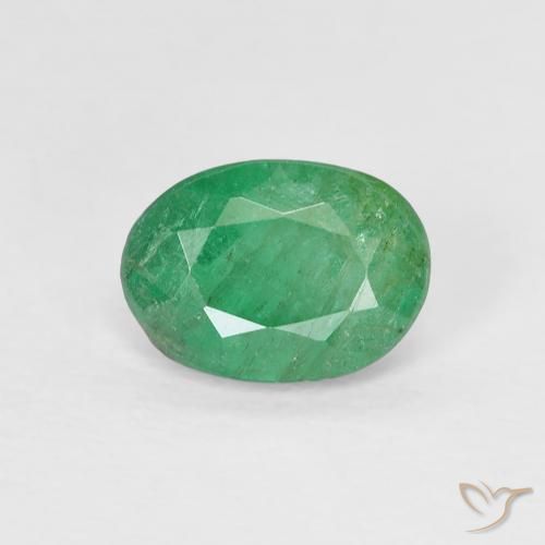 0.74ct Натуральный Средний светло-зеленый Изумруд, Овал, VS-SI