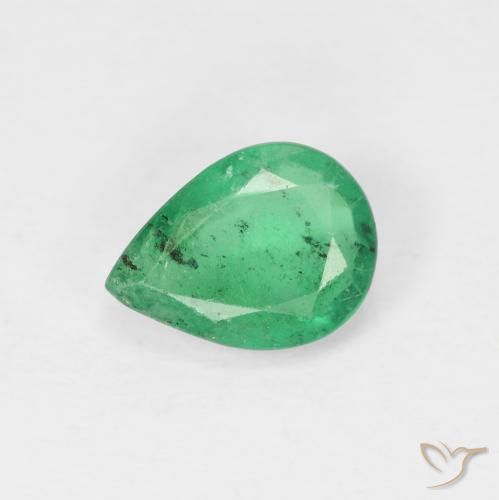 1.03ct Натуральный Средний зеленый Изумруд, Форма груши, VS-SI