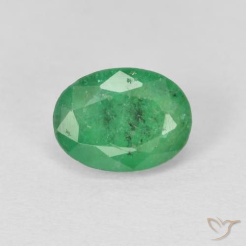0.80ct Натуральный Желтовато-зеленый Изумруд, Овал, SI, Photo A