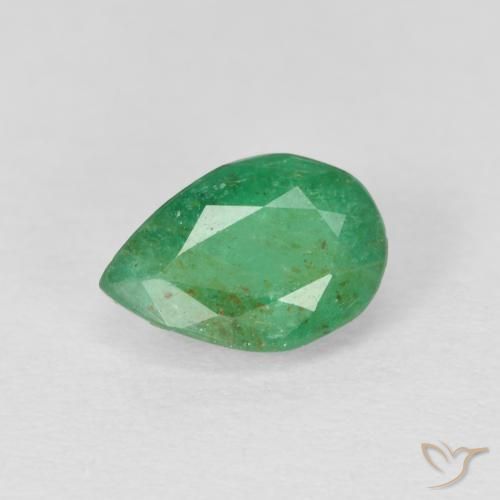 0.73ct Натуральный Средний зеленый Изумруд, Форма груши, SI