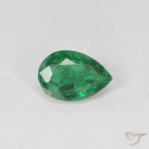 0.46ct Натуральный Травянисто-зелёный Изумруд, Форма груши, SI