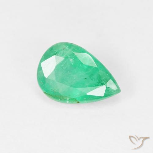 0.78ct Натуральный Насыщенный мятно-зеленый Изумруд, Форма груши, VS-SI
