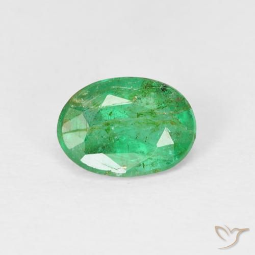 0.69ct Натуральный Желтовато-зеленый Изумруд, Овал, SI