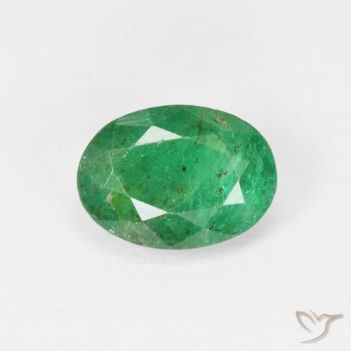 0.95ct Натуральный Средний зеленый Изумруд, Овал, SI