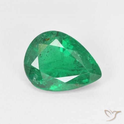 1.70ct Натуральный Темно-зеленый Изумруд, Форма груши, Чистота VS