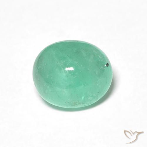 0.88ct Натуральный Ярко-зеленый Изумруд, Овал, Полупрозрачный