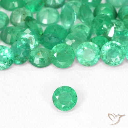 0.12ct Натуральный Бриллиантовый зеленый Изумруд, Круглый, SI
