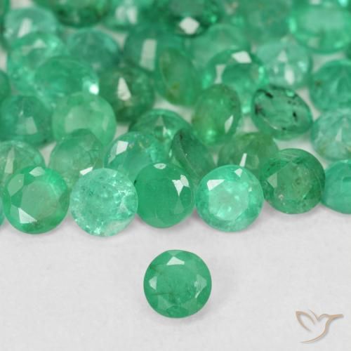 0.14ct Натуральный Ярко-зеленый Изумруд, Круглый, SI