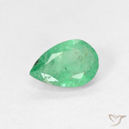 0.40ct Натуральный Средний зеленый Изумруд, Форма груши, SI