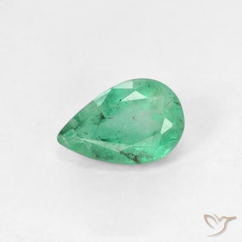 0.42ct Натуральный Средний зеленый Изумруд, Форма груши, SI