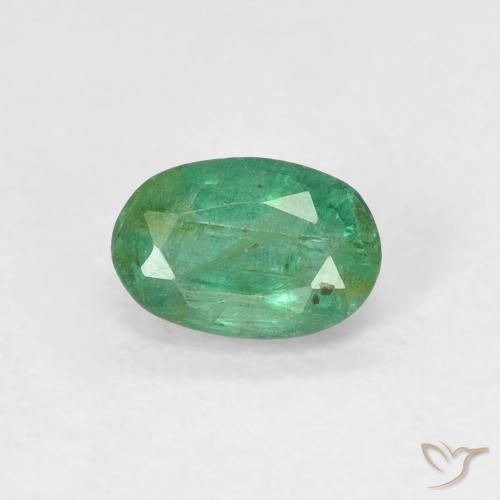 0.50ct Натуральный Средний светло-зеленый Изумруд, Овал, SI