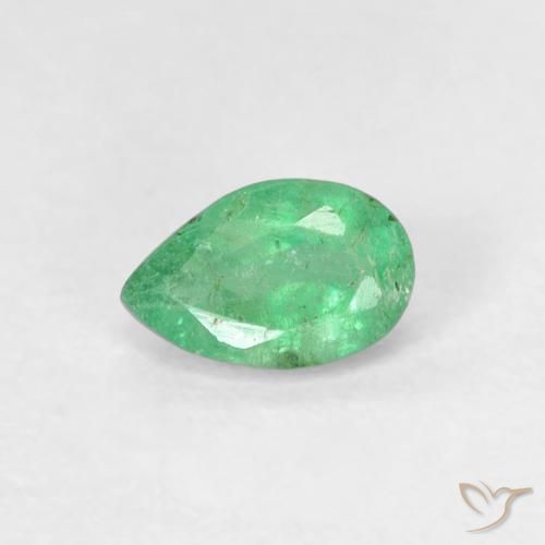 0.45ct Натуральный Светло-холодный зеленый Изумруд, Форма груши, SI