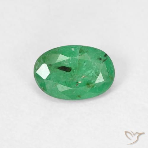 0.45ct Натуральный Средний светло-зеленый Изумруд, Овал, SI
