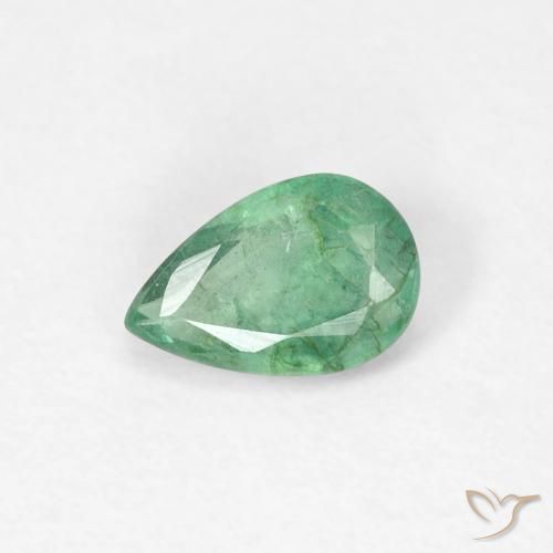 0.37ct Натуральный Светло-холодный зеленый Изумруд, Форма груши, SI