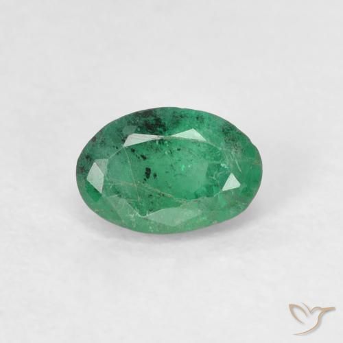 0.48ct Натуральный Средний светло-зеленый Изумруд, Овал, SI