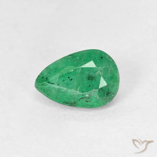 0.45ct Натуральный Средний светло-зеленый Изумруд, Форма груши, SI