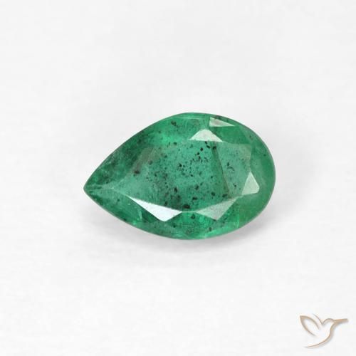 0.39ct Натуральный Средний светло-зеленый Изумруд, Форма груши, SI