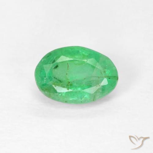 0.57ct Натуральный Желтовато-зеленый Изумруд, Овал, SI