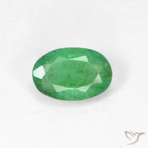 0.51ct Натуральный Средний зеленый Изумруд, Овал, SI