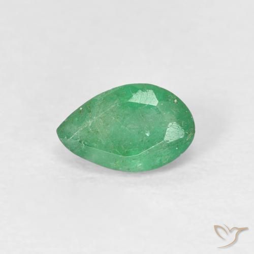 0.41ct Натуральный Мятно-зеленый Изумруд, Форма груши, SI