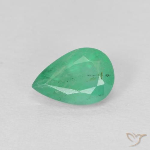 0.43ct Натуральный Светло-зеленый Изумруд, Форма груши, VS-SI