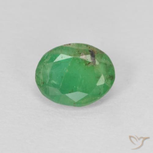 0.58ct Натуральный Средний зеленый Изумруд, Овал, SI