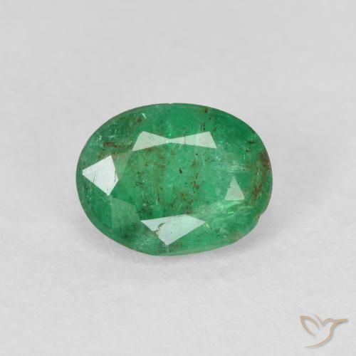 0.60ct Натуральный Средний светло-зеленый Изумруд, Овал, SI