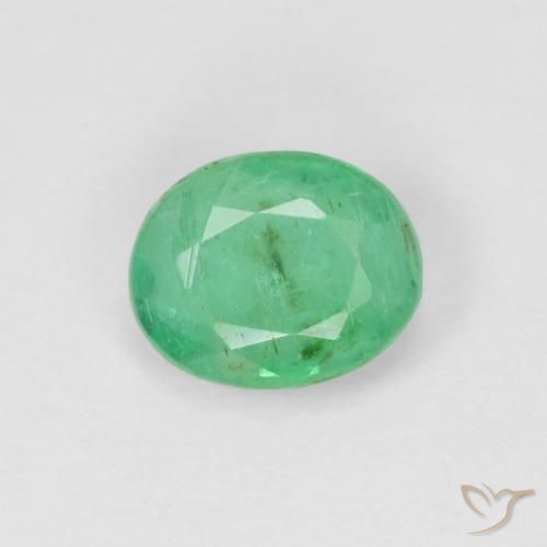 0.67ct Натуральный Светлый трилистник зеленый Изумруд, Овал, SI