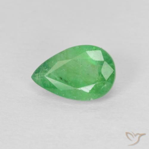 0.43ct Натуральный Желтовато-зеленый Изумруд, Форма груши, SI