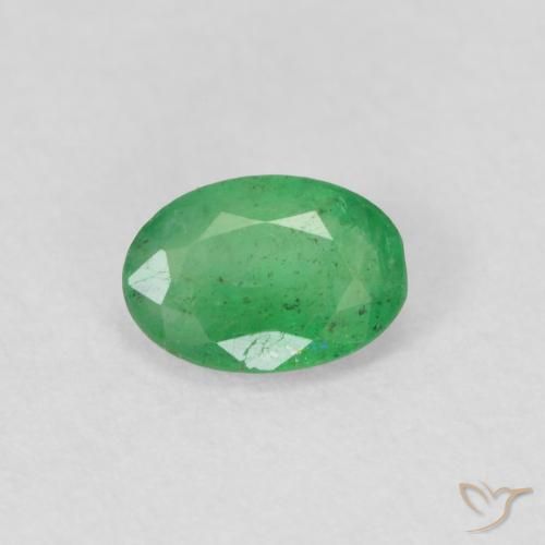 0.34ct Натуральный Средний зеленый Изумруд, Овал, SI