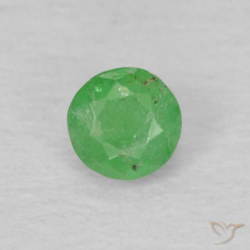 0.15ct Натуральный Бледно-желтовато-зеленый Изумруд, Круглый, VS-SI