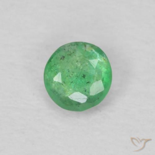 0.12ct Натуральный Светло-зеленый Изумруд, Круглый, VS-SI