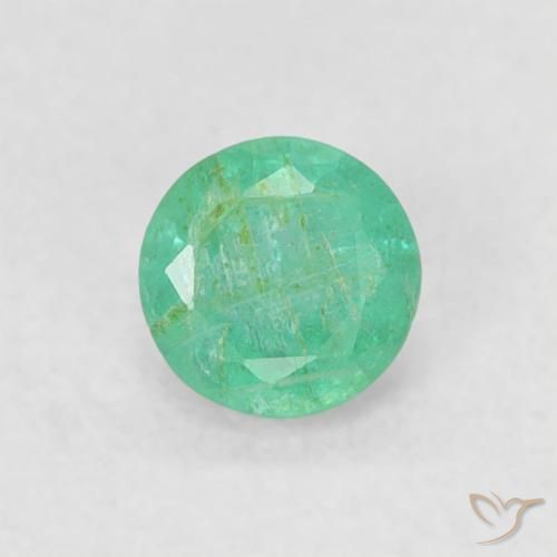 0.17ct Натуральный Насыщенный мятно-зеленый Изумруд, Круглый, SI