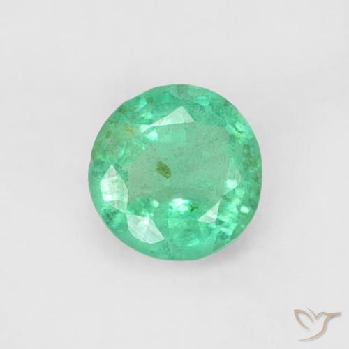 0.18ct Натуральный Сине-зеленый Изумруд, Круглый, SI
