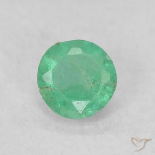 0.19ct Натуральный Средний зеленый Изумруд, Круглый, SI