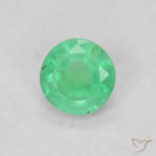 0.17ct Натуральный Интенсивный зеленый Изумруд, Круглый, SI