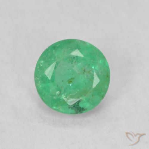 0.17ct Натуральный Ярко-зеленый Изумруд, Круглый, SI
