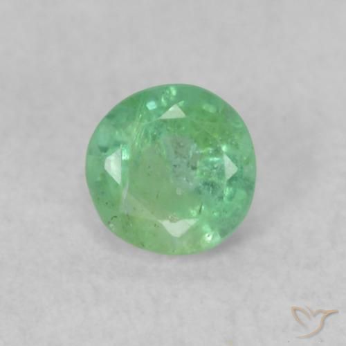 0.17ct Натуральный Бледно-желтовато-зеленый Изумруд, Круглый, SI