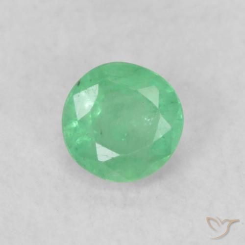 0.19ct Натуральный Светло-зеленый Изумруд, Круглый, SI