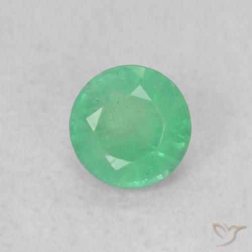 0.17ct Натуральный Средний зеленый Изумруд, Круглый, SI