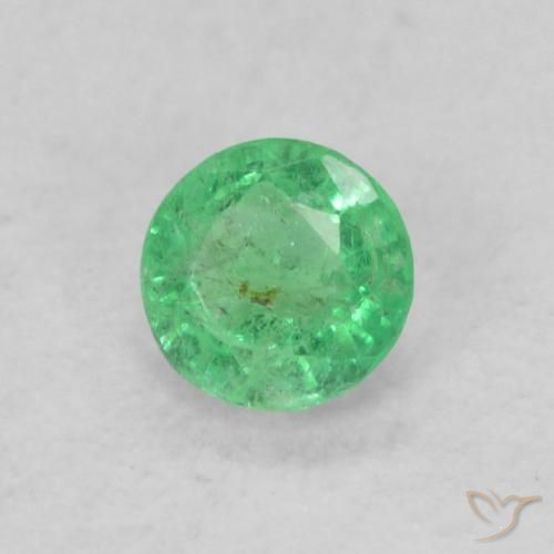 0.16ct Натуральный Интенсивный зеленый Изумруд, Круглый, SI