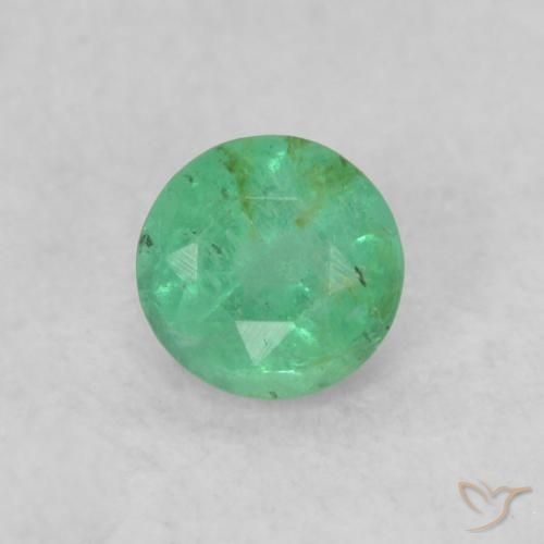0.17ct Натуральный Желтовато-зеленый Изумруд, Круглый, SI