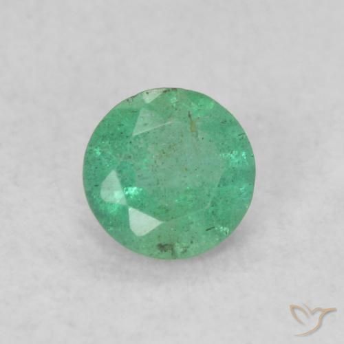 0.14ct Натуральный Средний зеленый Изумруд, Круглый, SI