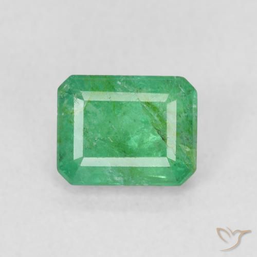 0.93ct Натуральный Средний зеленый Изумруд, Изумрудная огранка, SI-I1