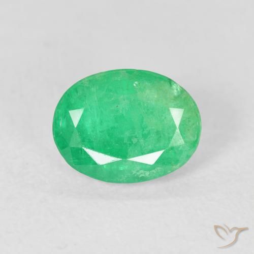 1.42ct Натуральный Желтовато-зеленый Изумруд, Овал, SI