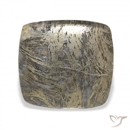 36.40ct Натуральный Черноватая бронза Feather Pyrite, Подушка, Непрозрачный