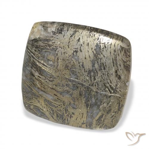 36.40 карата, натуральный Черноватая бронза Feather Pyrite, Подушка, Непрозрачный