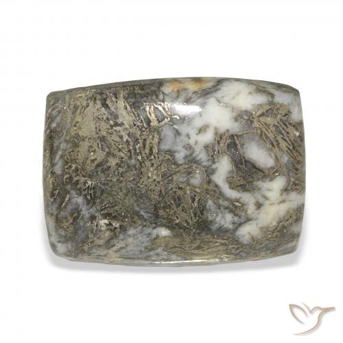 37.54ct Натуральный Черноватая бронза Feather Pyrite, Подушка, Непрозрачный