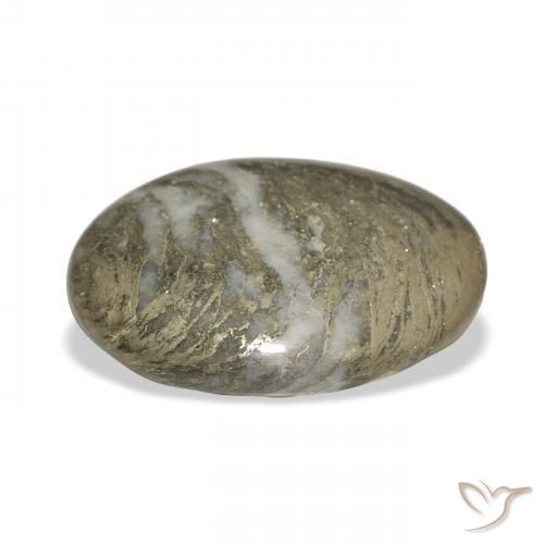 30.90 карата, натуральный Многоцветный Feather Pyrite, Овал, Непрозрачный